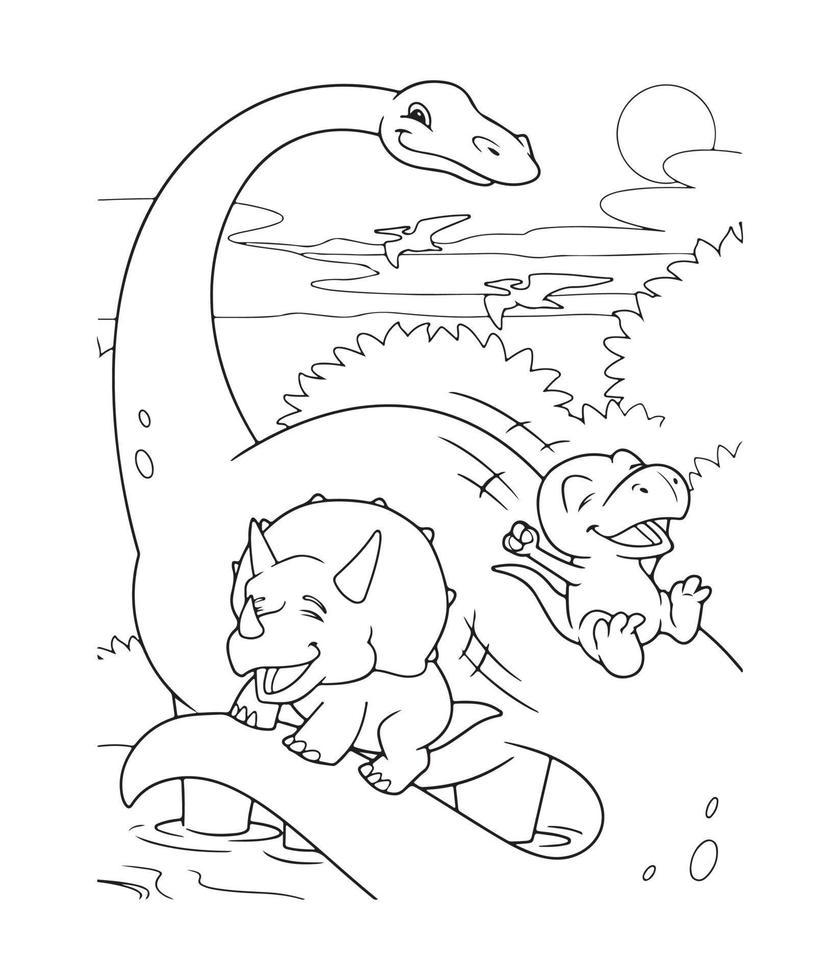 Vector illustration of dinosaurs. Used for coloring book, coloring pages, etc