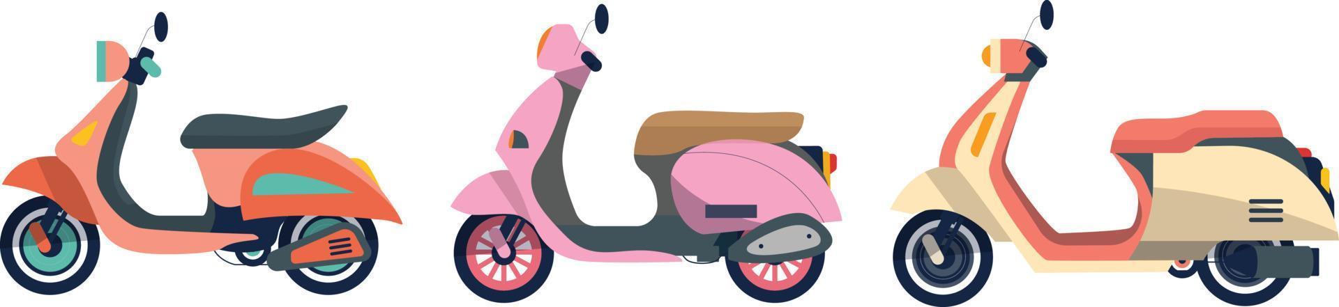 conjunto de varios scooter recopilación. vector ilustracion para póster, pegatina, etc