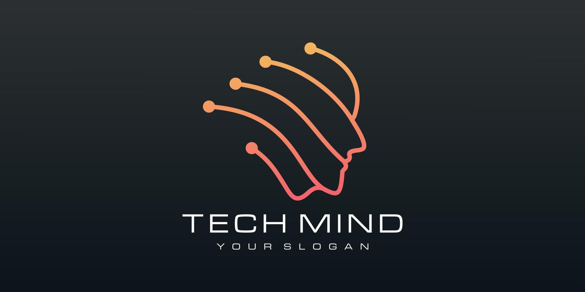 Head human smart technology logo design icon vector