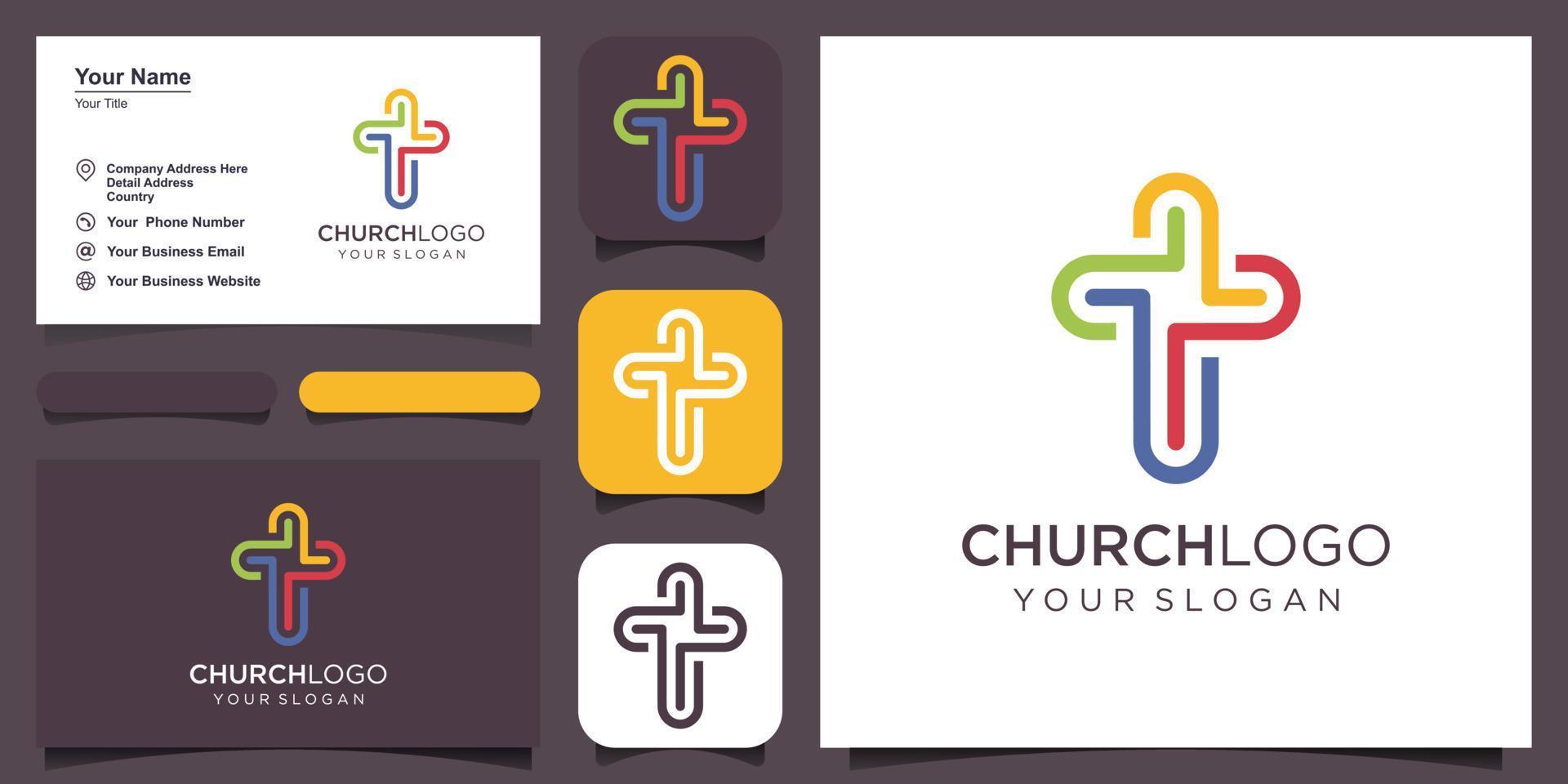 Abstract symbol cross logo template for churches and Christian organizations. vector