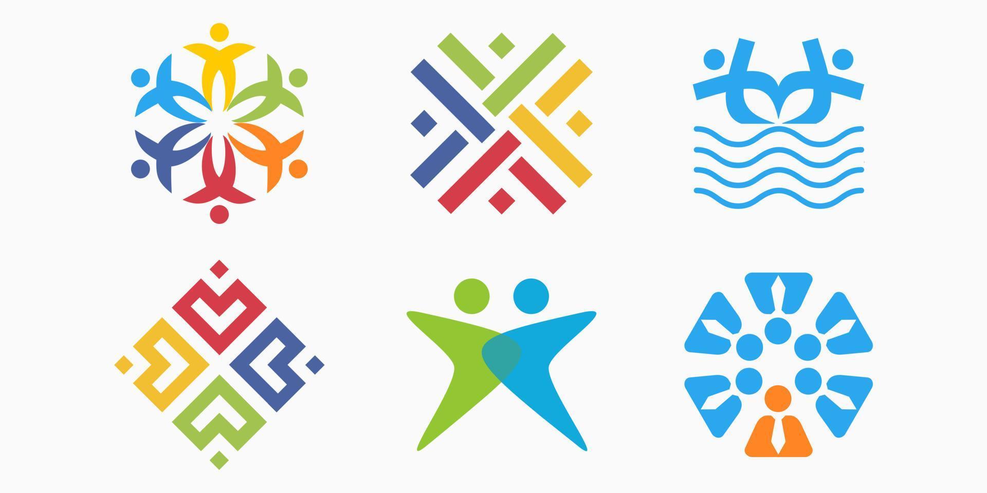 personas juntos logo icono colocar. logo modelo lata representar unidad y solidaridad en grupo vector