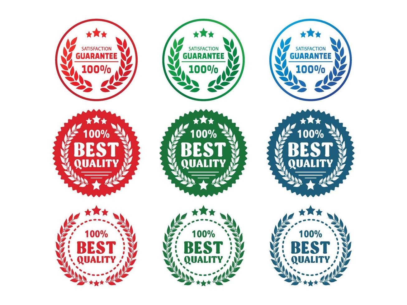 Collection of colorful label of satisfactin guarantee and best quality. Suitable for business purpose, promotion, advertisement, etc vector