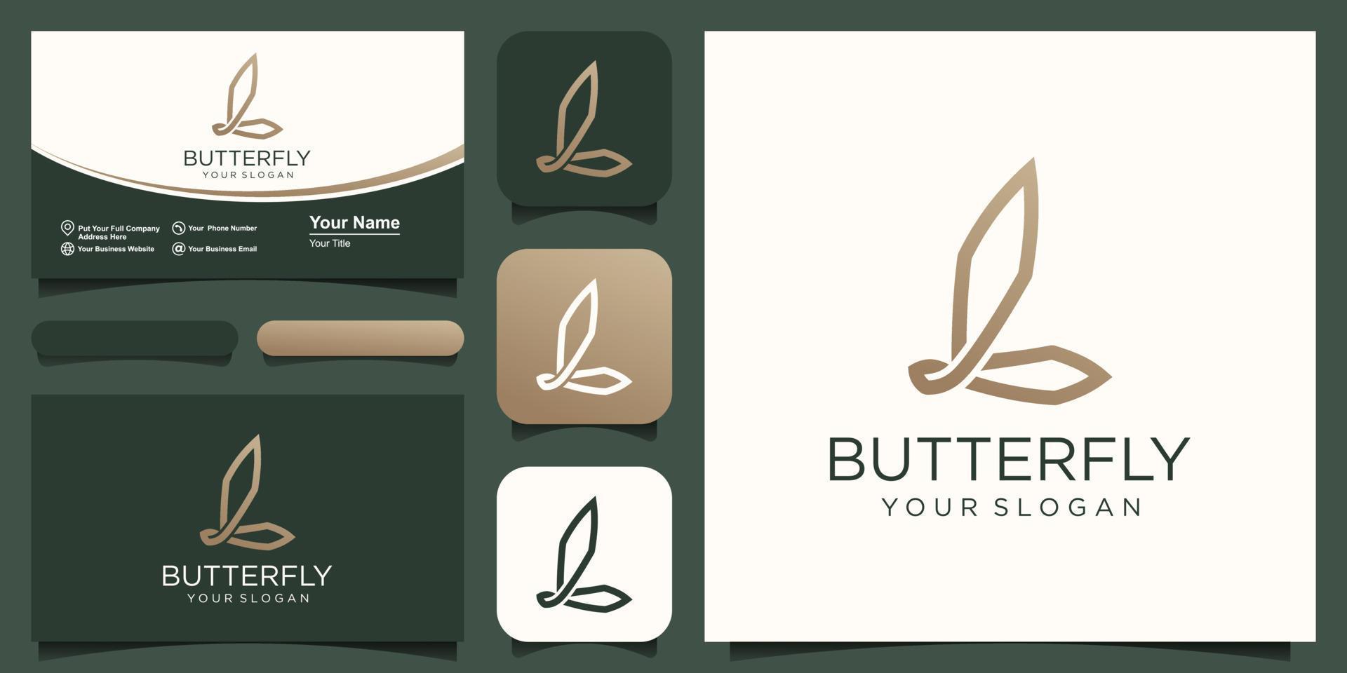 Abstract butterfly simple vector logotype. Line minimal universal luxury icon logo.