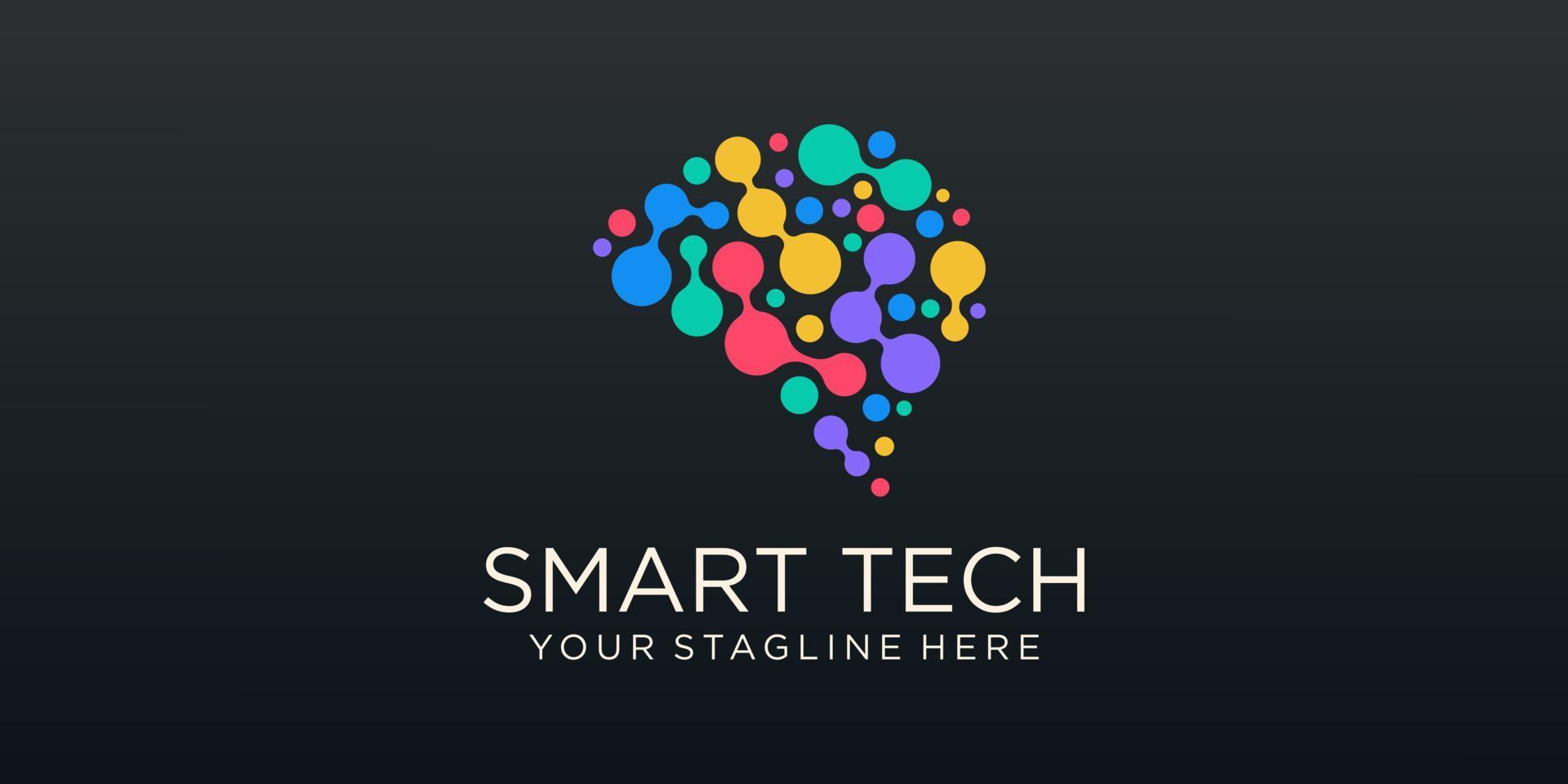 Brain tech logo design. Artificial intelligence and technology logo Vector design