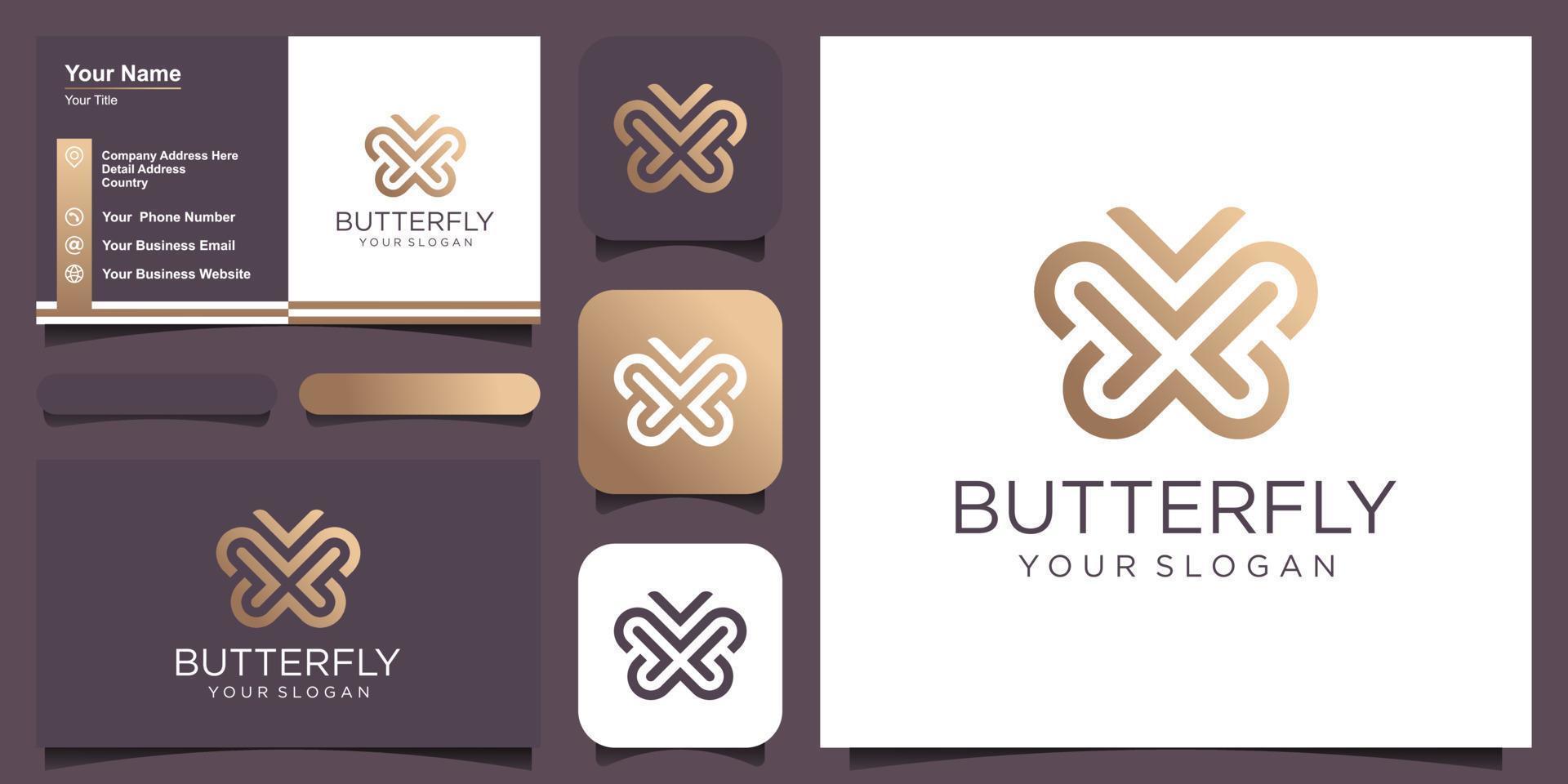 Butterfly Logo geometric design abstract vector template Linear style icon.