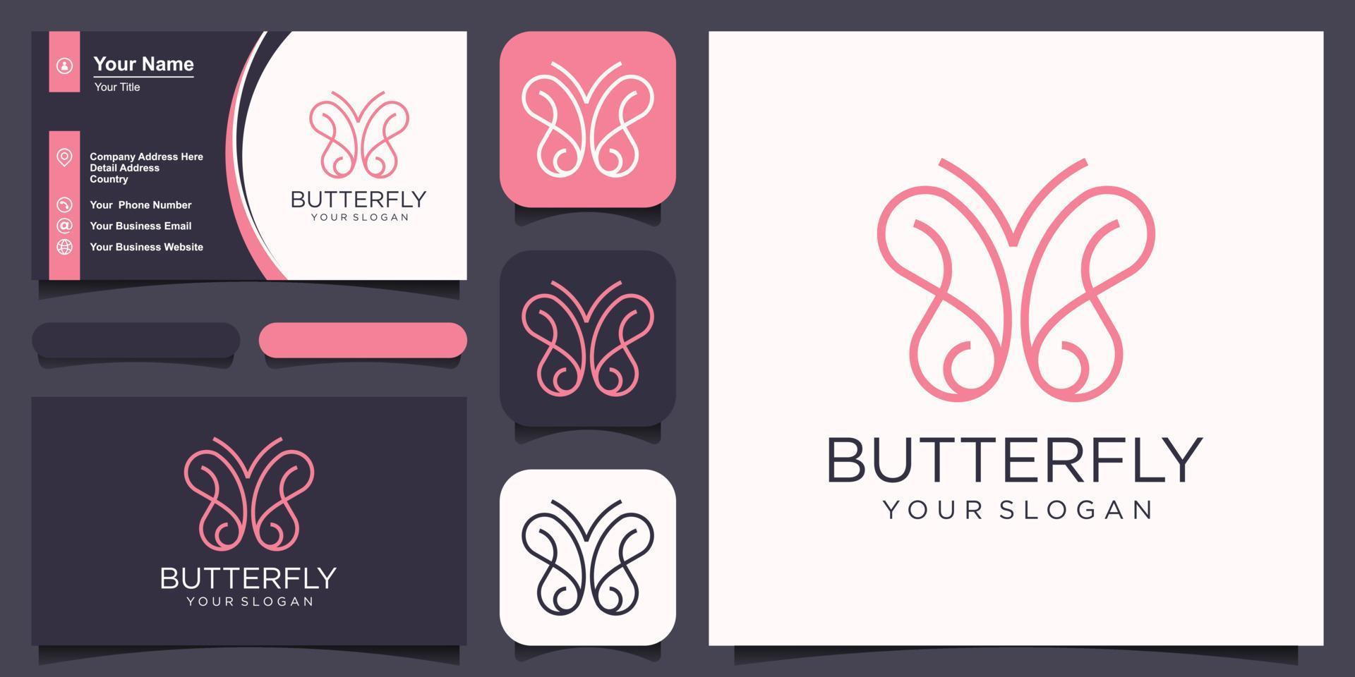 Butterfly Logo geometric design abstract vector template Linear style icon.