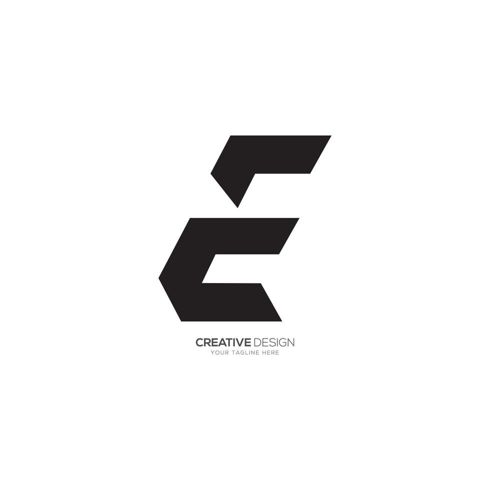 Modern letter E flat unique black monogram logo vector