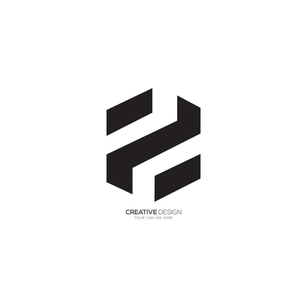 Modern letter Z flat unique black monogram logo vector