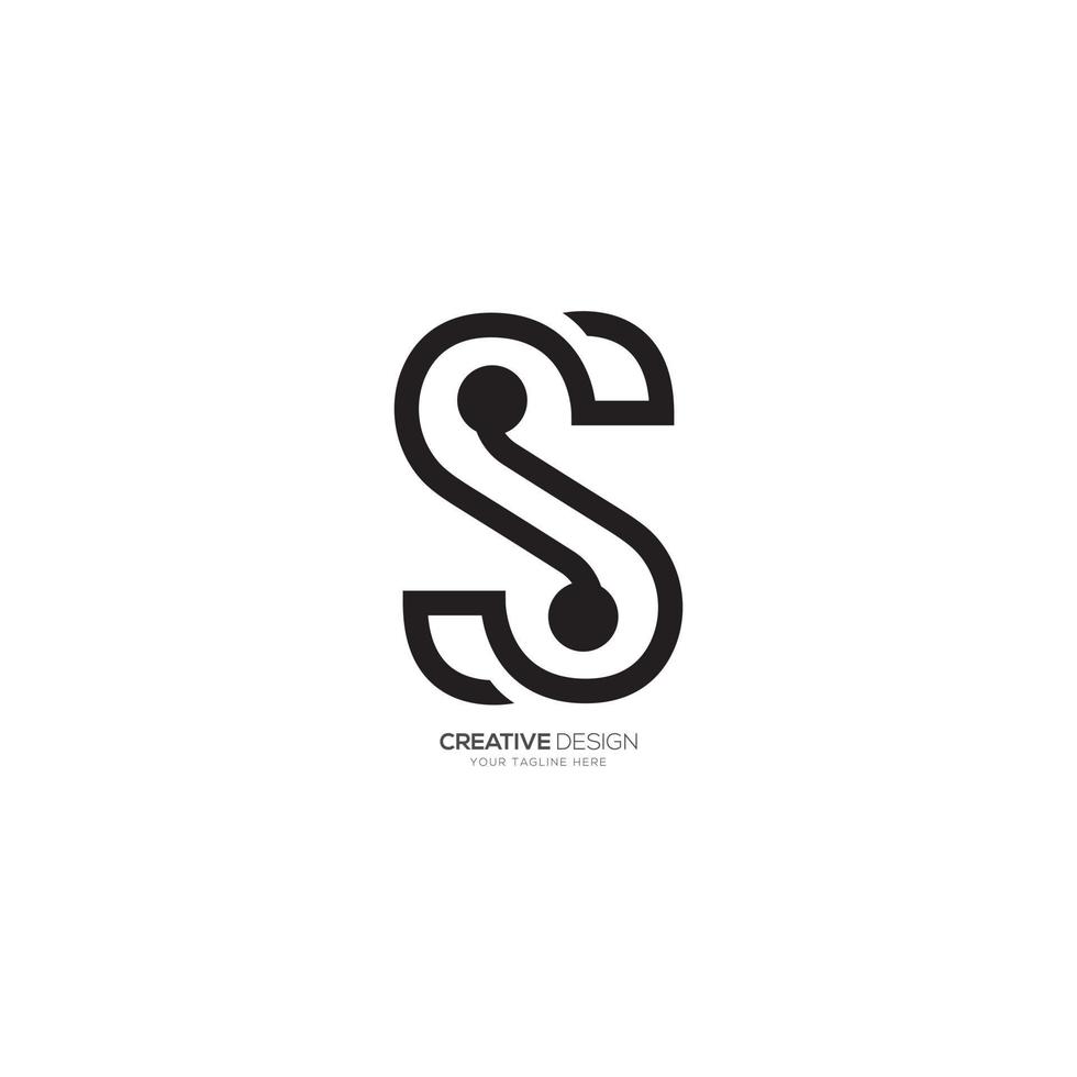 Modern letter S S line art technology monogram logo vector