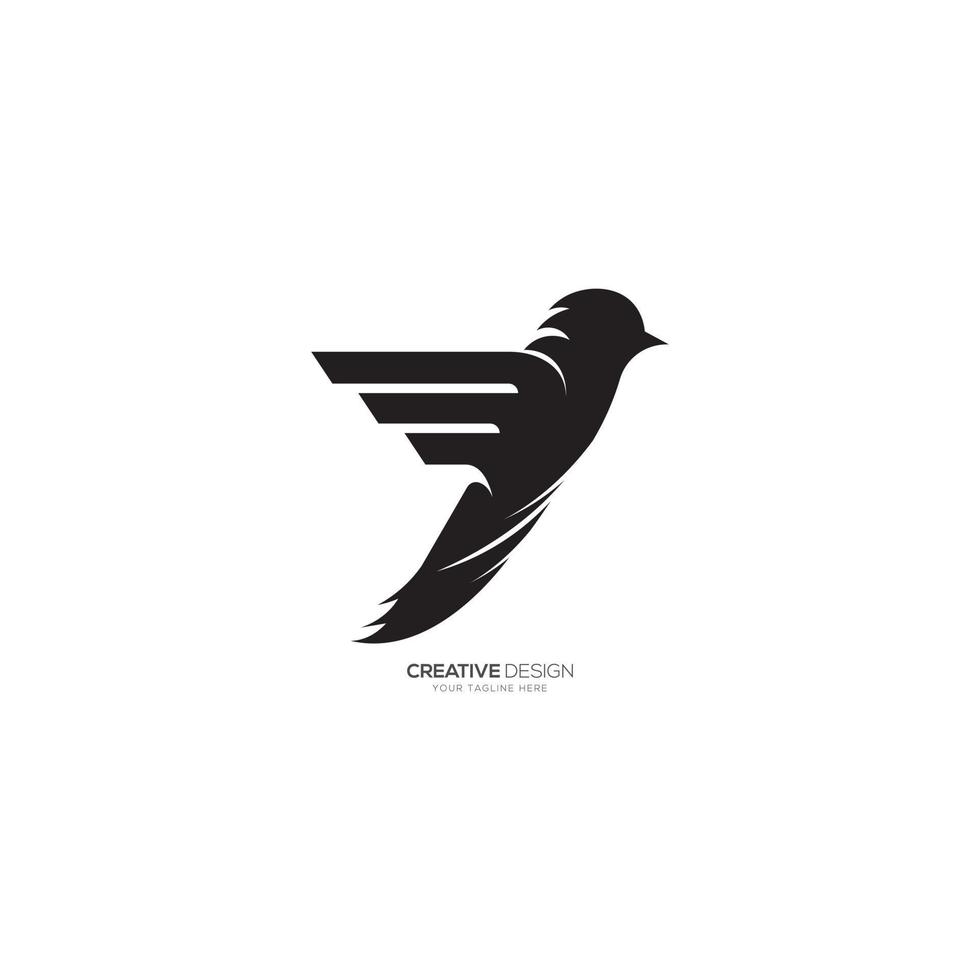 Modern bird silhouette flat monogram logo vector