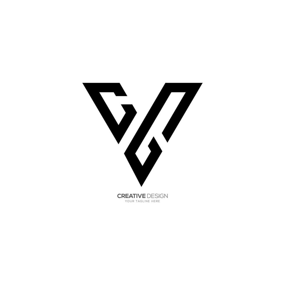 Modern letter C G triangle shape unique logo vector