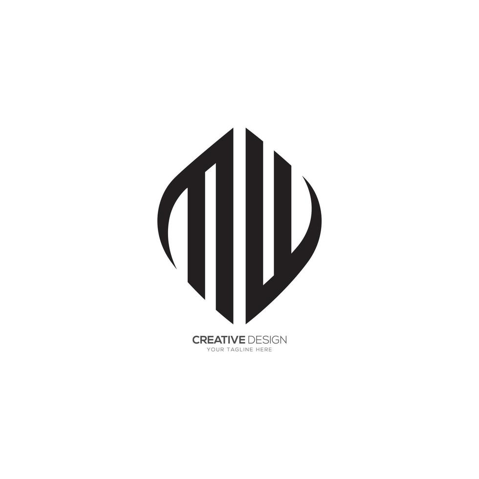 Letter M W or W M with vintage leaf shape unique monogram logo vector