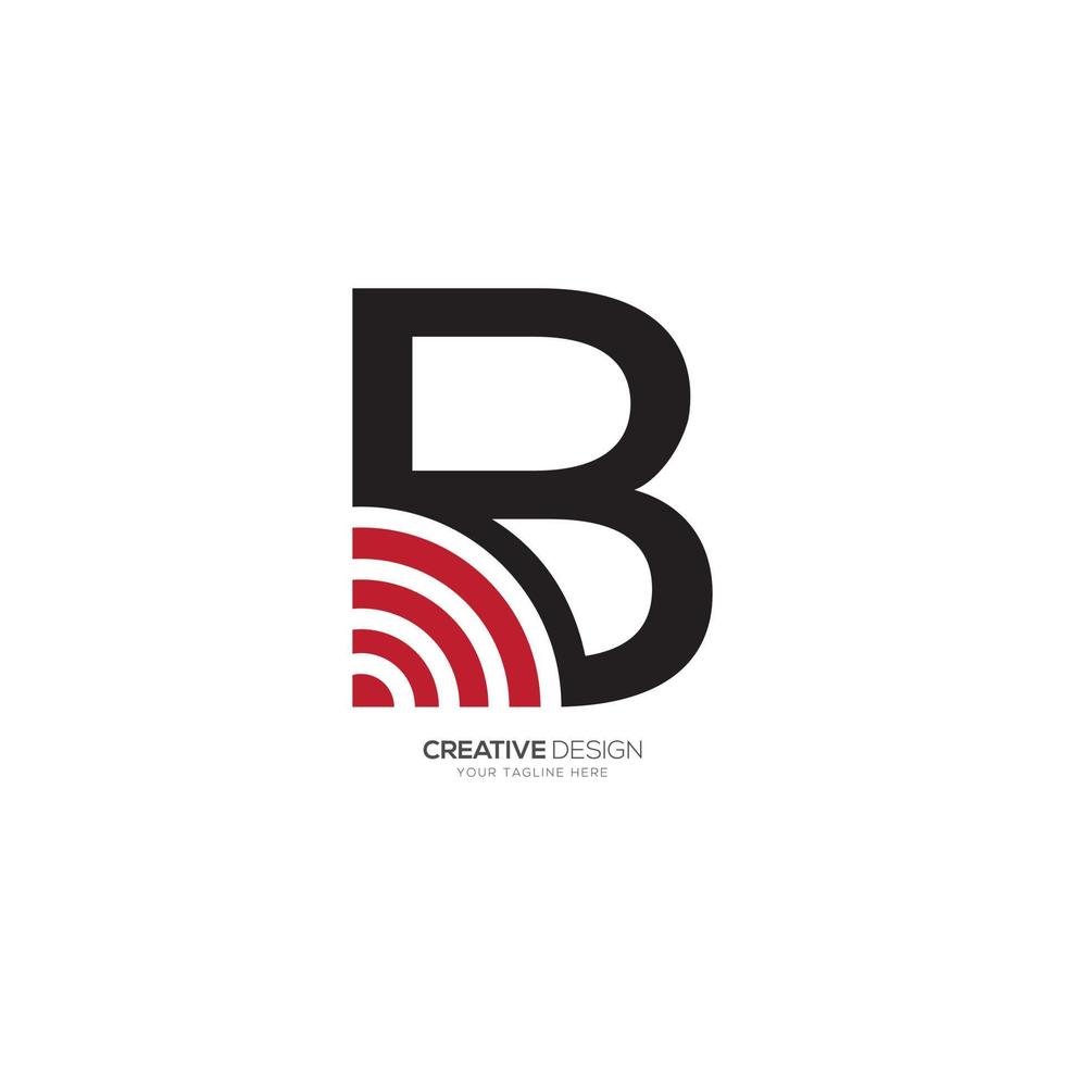 Modern letter B with WiFi network sign monogram logo vector