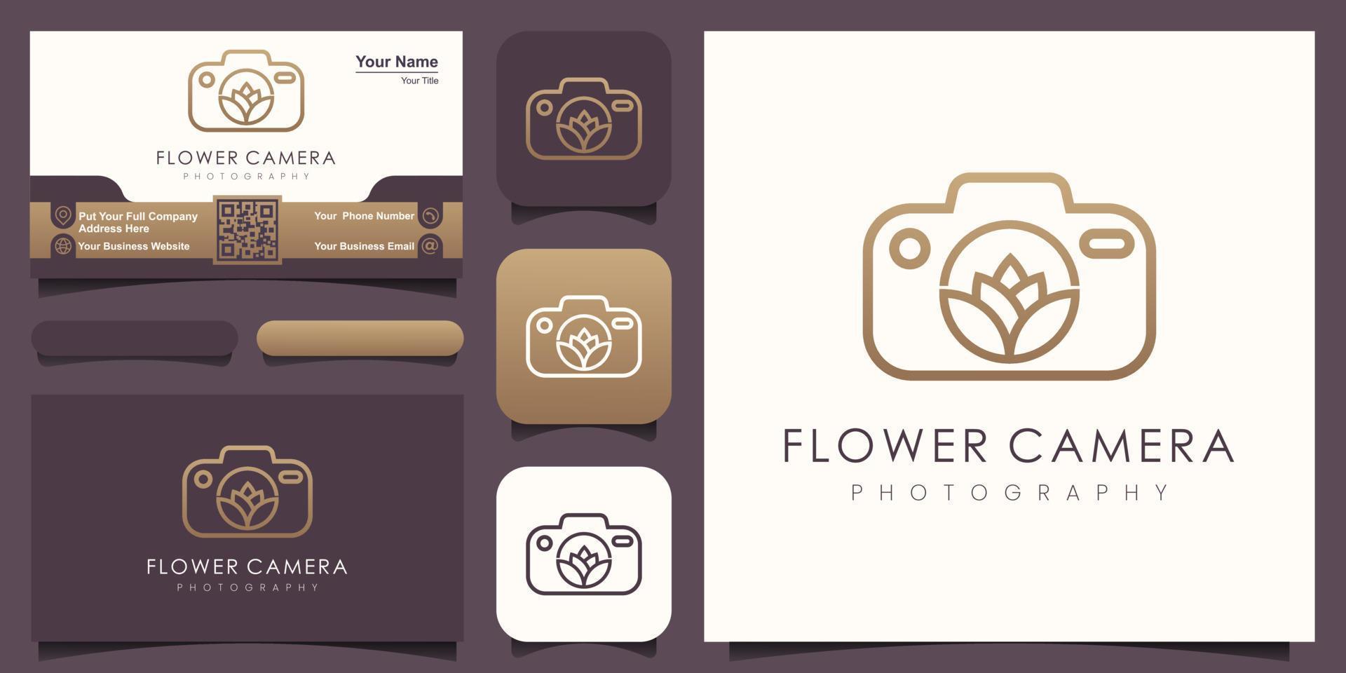 floral camera logo, design vector simple elegant