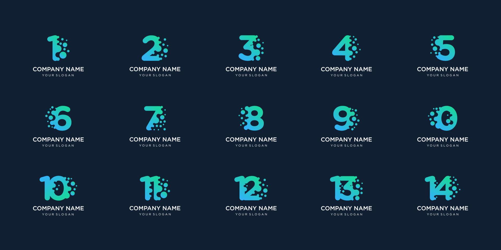 set of collection number with dot and molecule concept logo template. vector