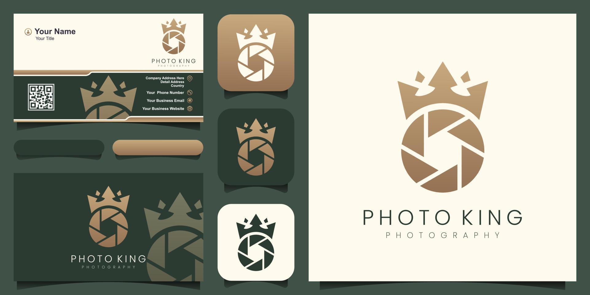 King Crown Queen Shutter Lens Aperture Camera Photography Logo Design Vector
