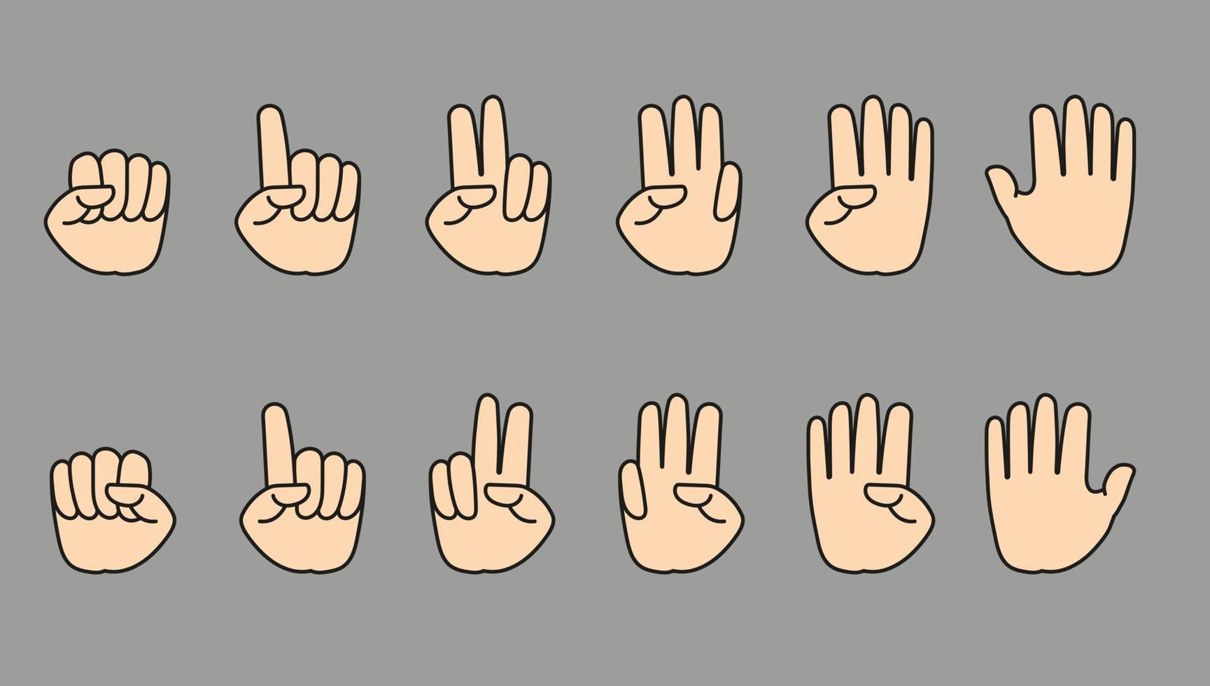 vector illustration of hand count finger one to ten with left hand and right hand