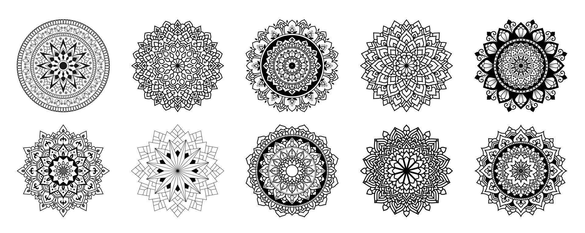 boho estilo geométrico circular mandala ornamento conjunto vector