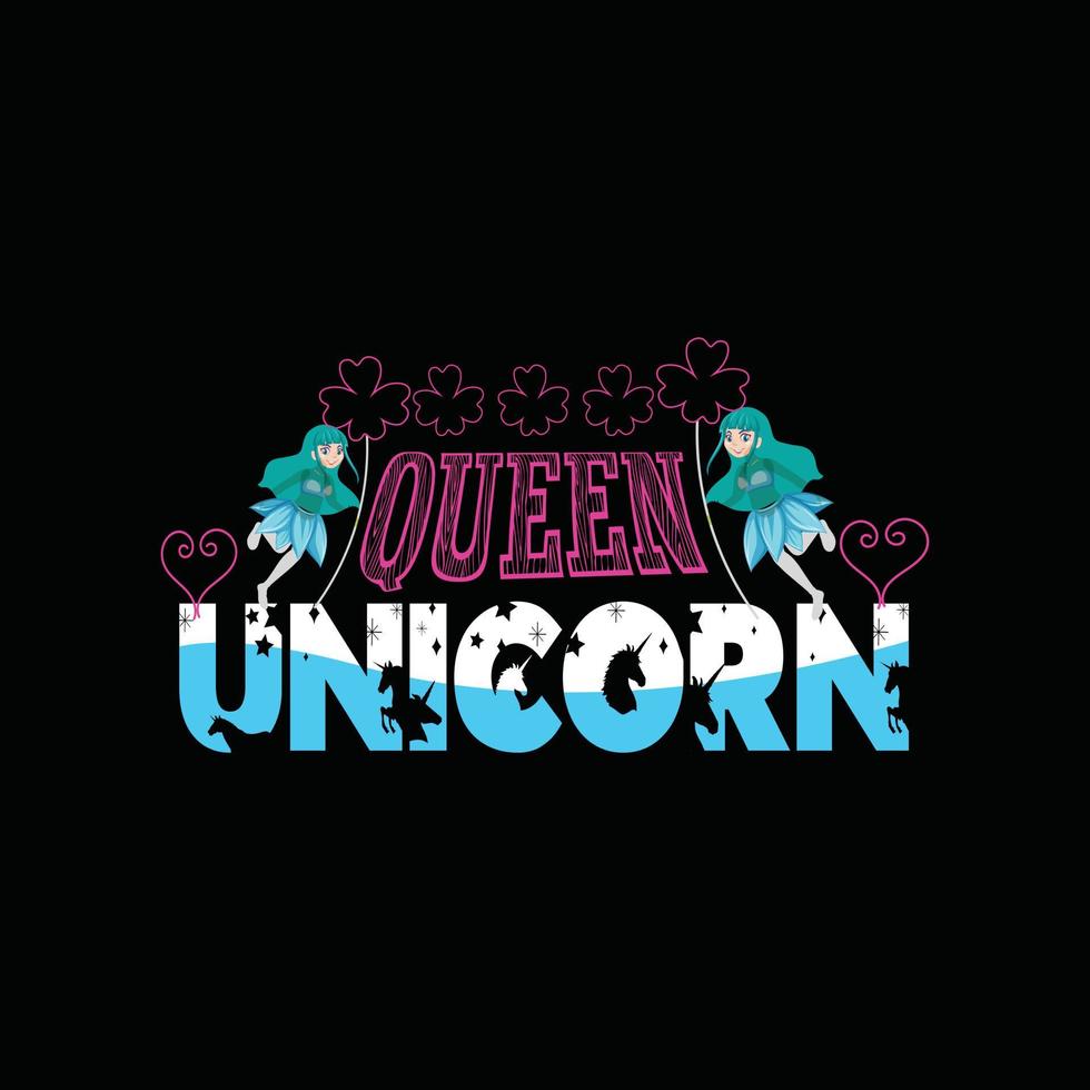 Queen Unicorn vector t-shirt design. Easter t-shirt design. Can be used for Print mugs, sticker designs, greeting cards, posters, bags, and t-shirts