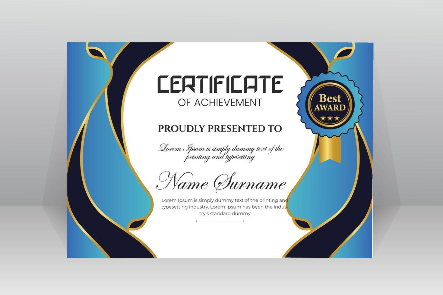 Modern Certificate Template Vector Design