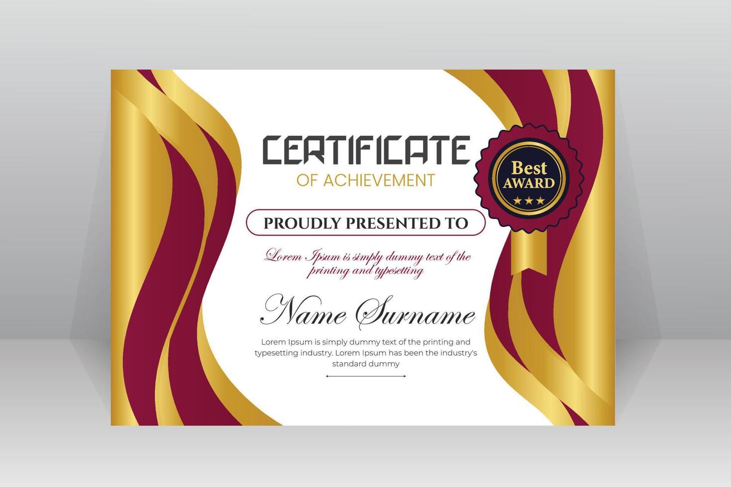 Modern Certificate Template Vector Design