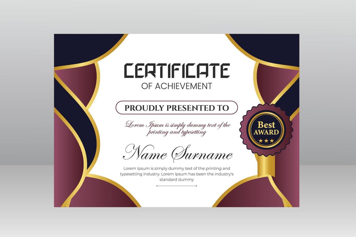 Modern Certificate Template Vector Design