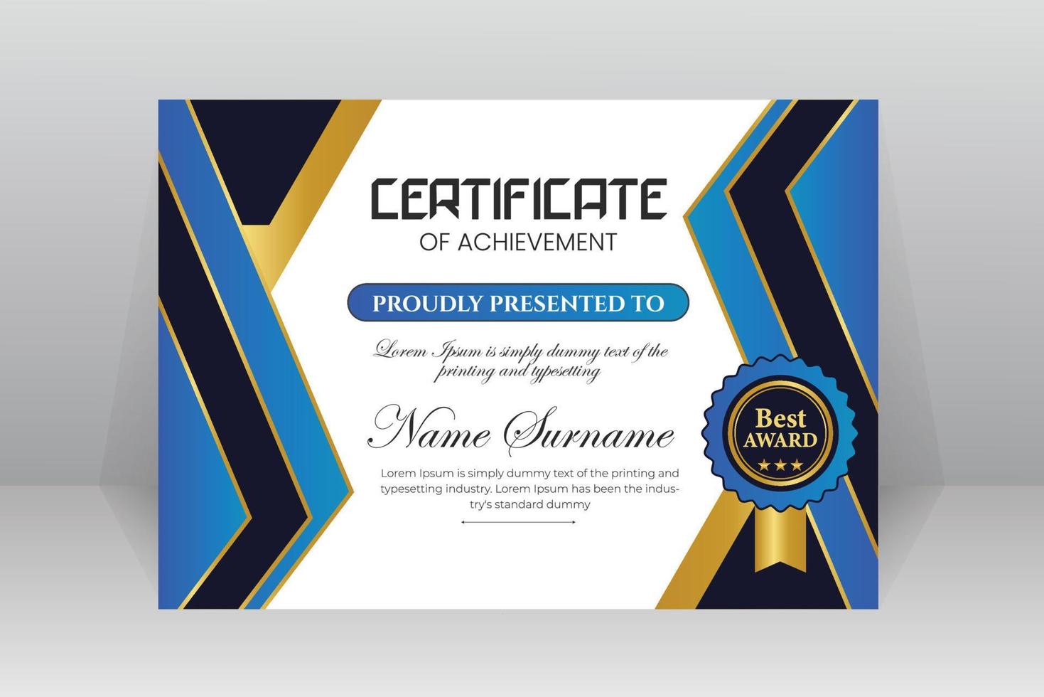 Modern Certificate Template Vector Design