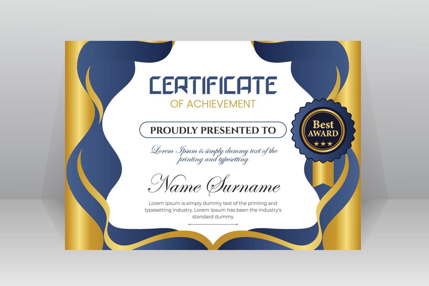 Modern Certificate Template Vector Design