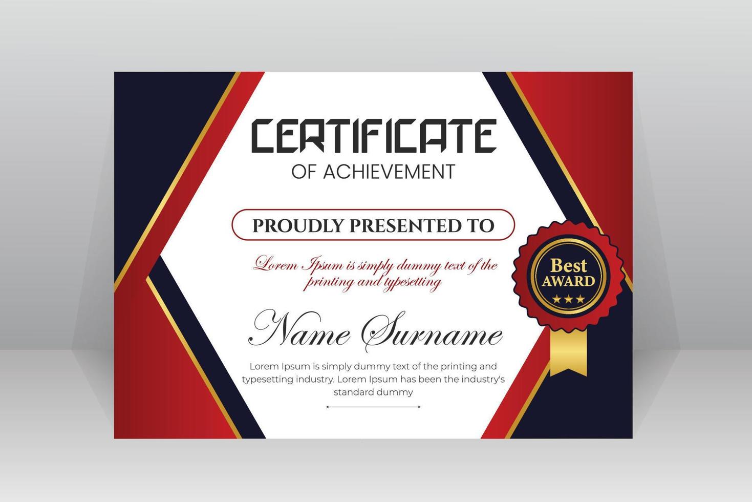 Modern Certificate Template Vector Design