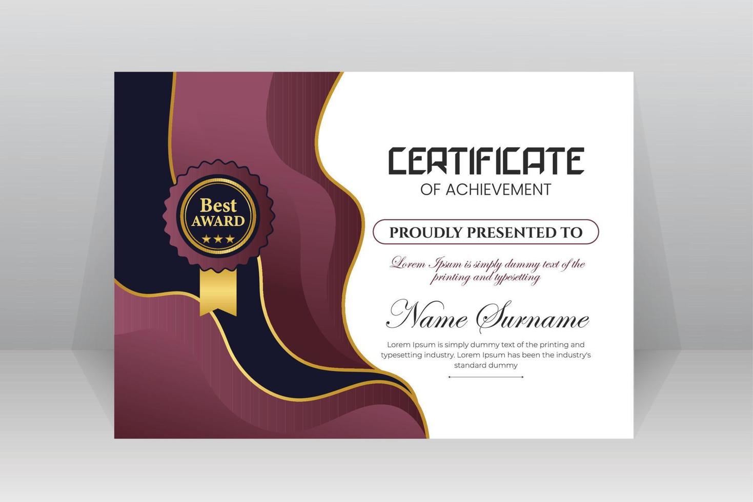 Modern Certificate Template Vector Design