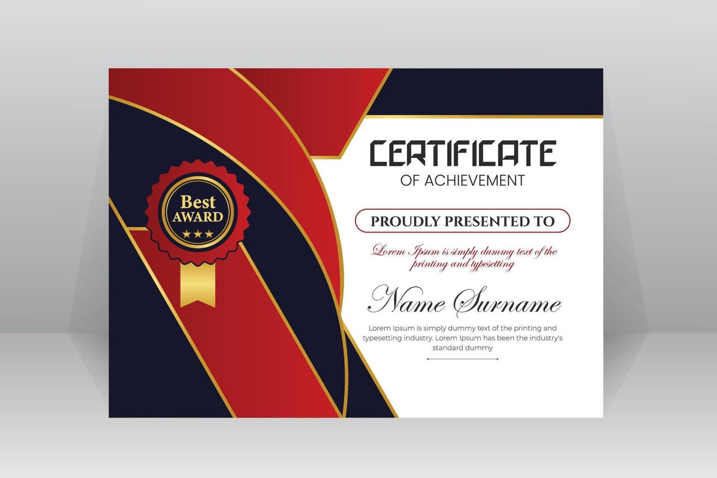 Modern Certificate Template Vector Design