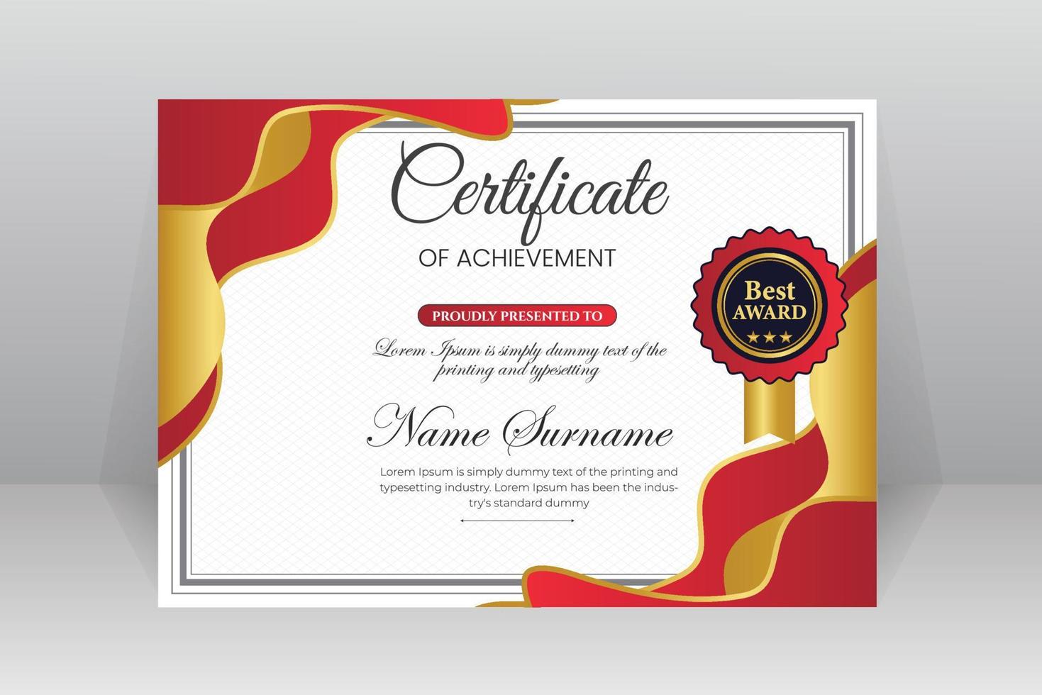 Modern Certificate Template Vector Design