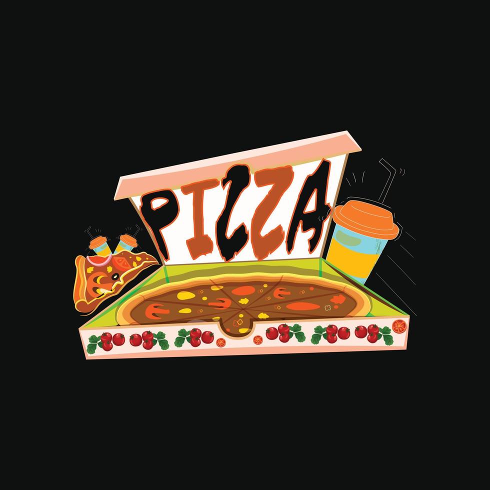 Pizza vector camiseta diseño. Pizza camiseta diseño. lata ser usado para impresión tazas, pegatina diseños, saludo tarjetas, carteles, bolsas, y camisetas