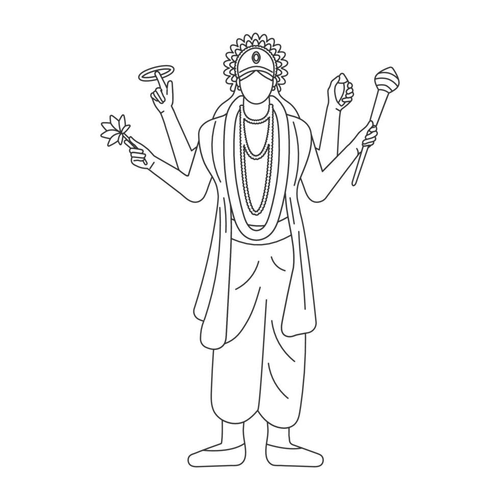 indian god lord vishnu. ethnic deity of Hinduism mythology. vector illustration design