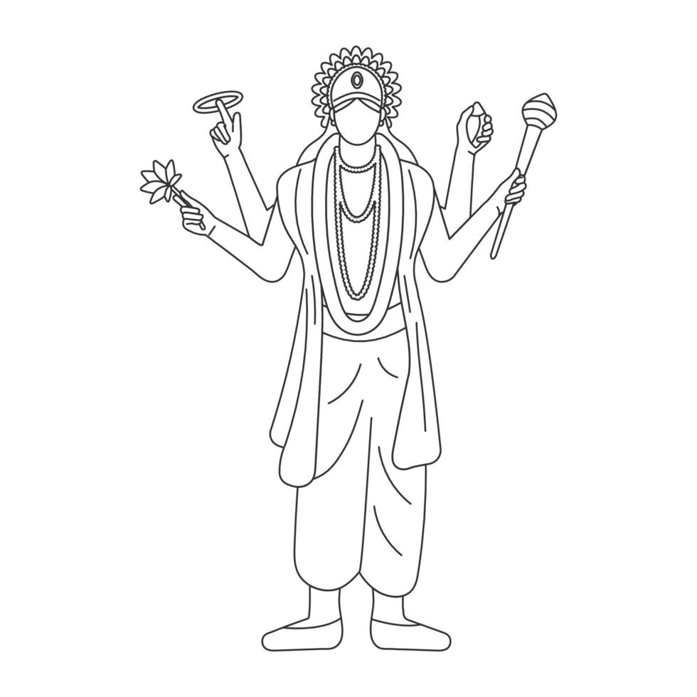 indian god lord vishnu. ethnic deity of Hinduism mythology. vector illustration design