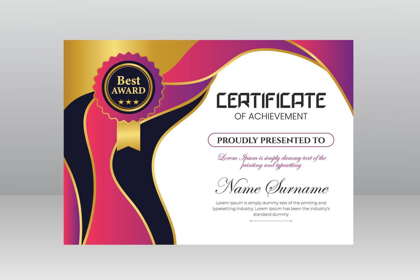 Modern Certificate Template Vector Design