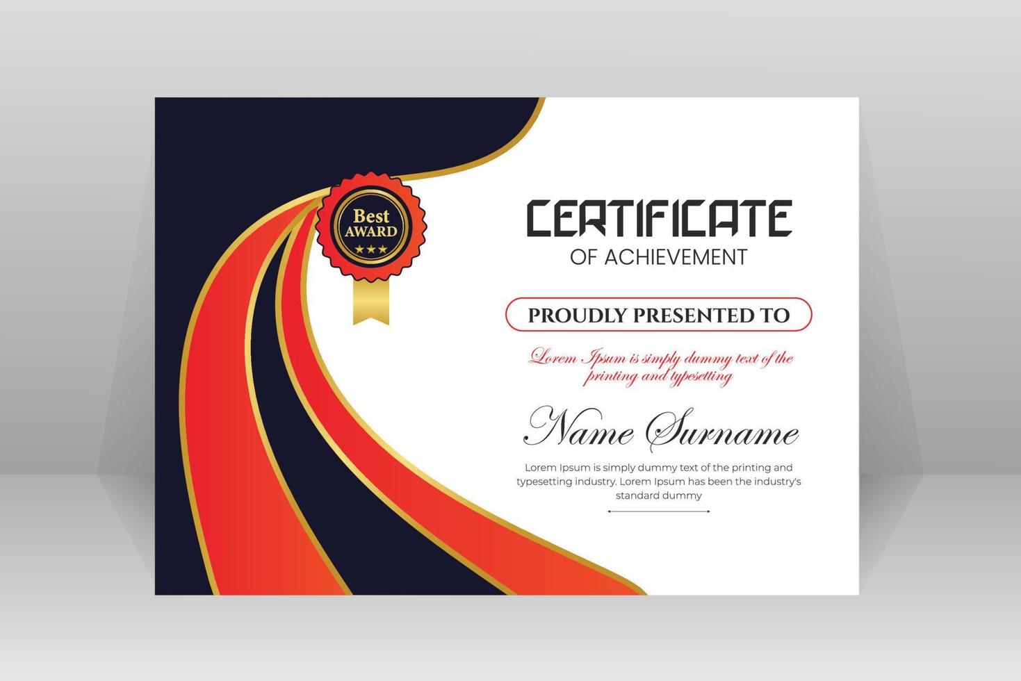 Modern Certificate Template Vector Design