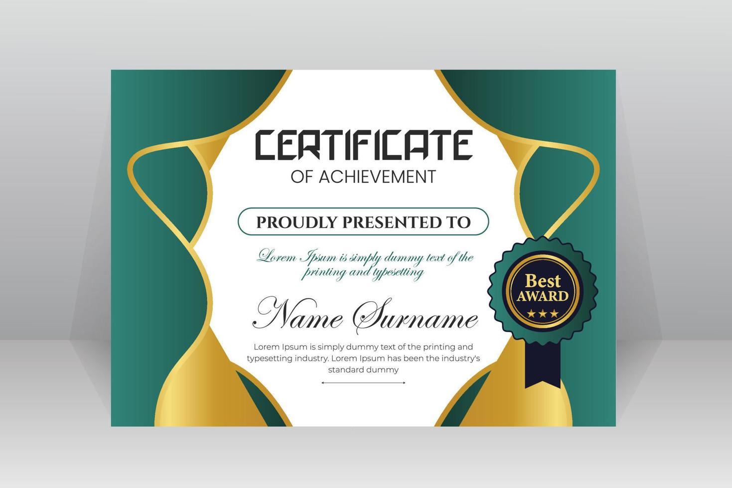 Modern Certificate Template Vector Design