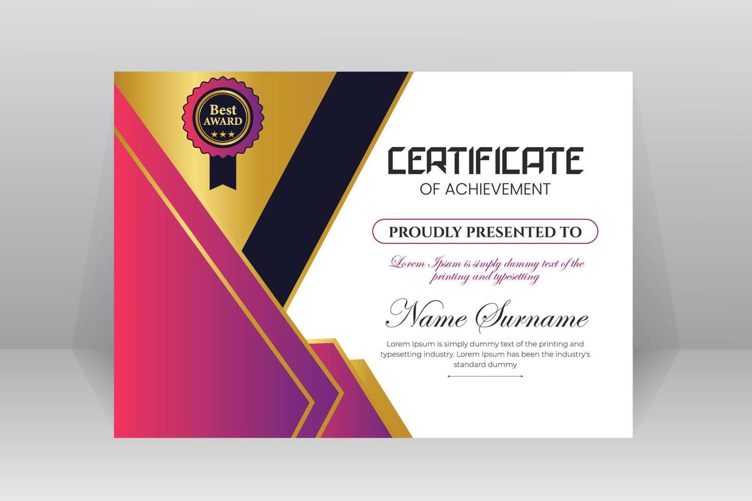 Modern Certificate Template Vector Design