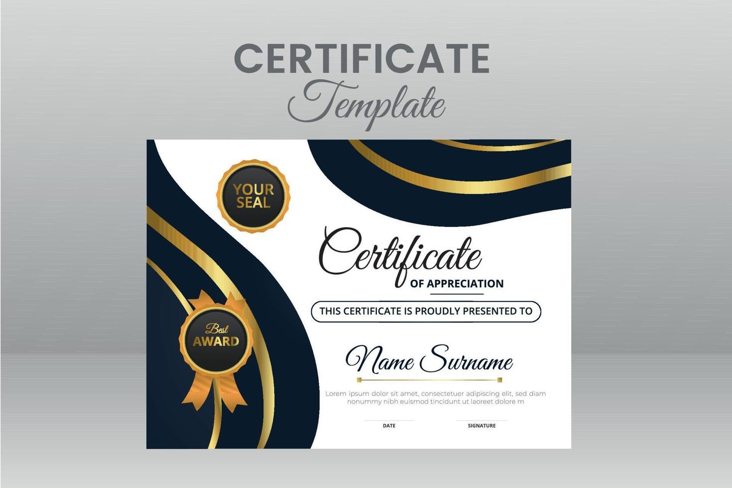 Modern Certificate Template Vector Design