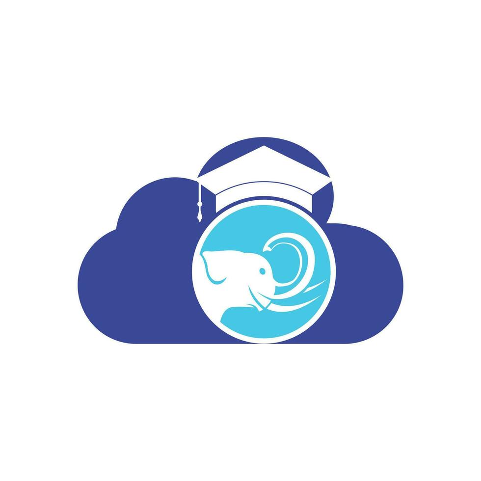 Learning elephant vector logo design. Elephant with a graduation cap icon logo.