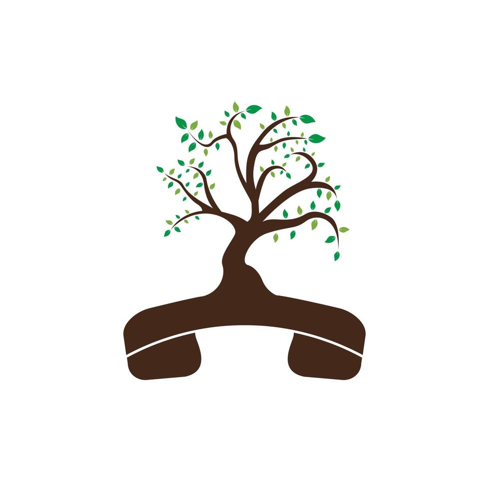 diseño de logotipo de vector de llamada de naturaleza. plantilla de diseño de icono de árbol de auricular.