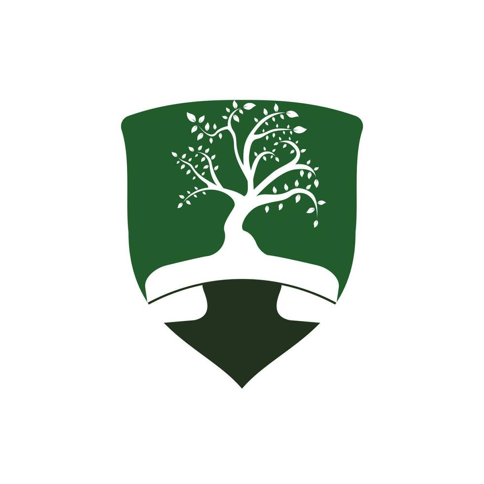 diseño de logotipo de vector de llamada de naturaleza. plantilla de diseño de icono de árbol de auricular.