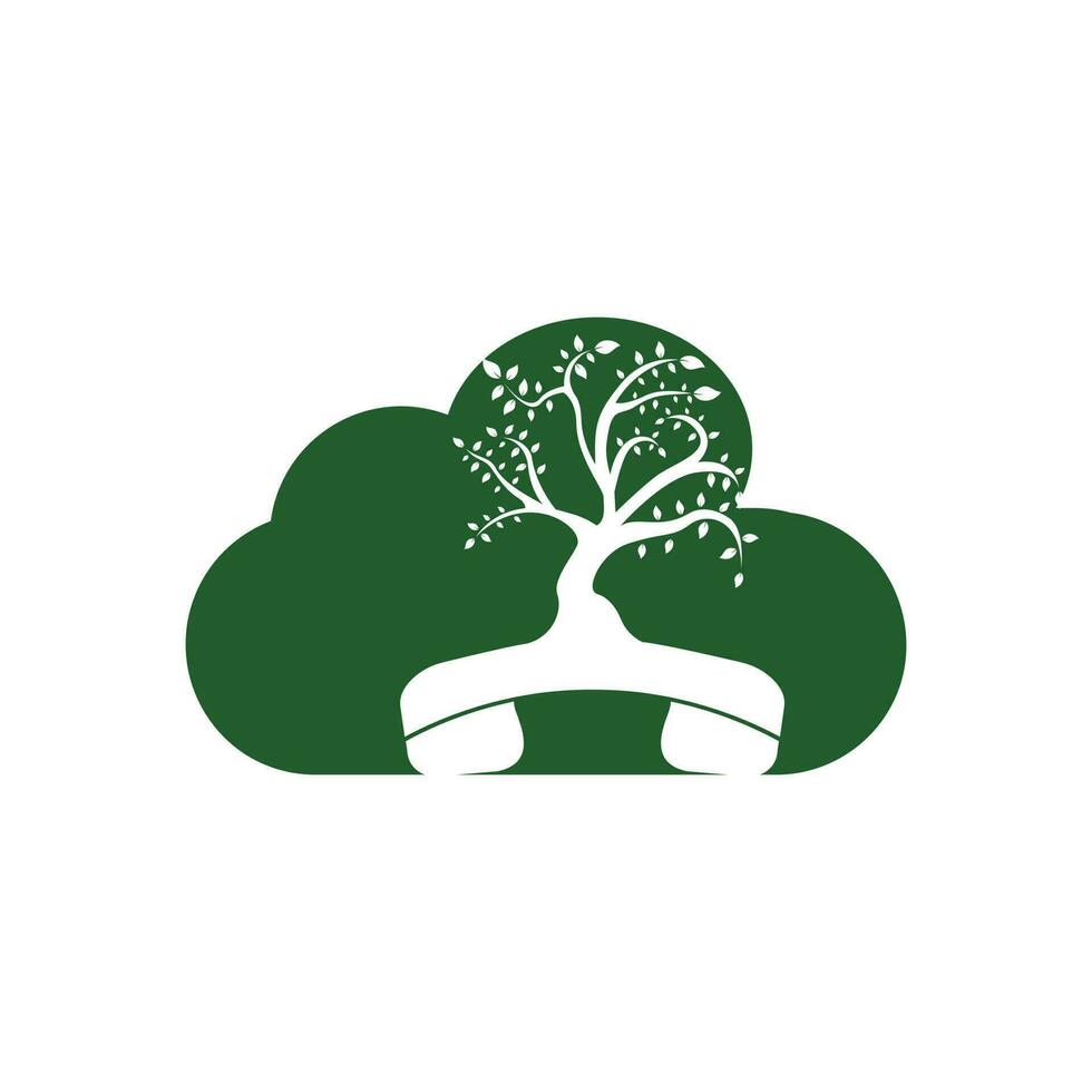 naturaleza llamada vector logo diseño. auricular árbol con nube icono diseño modelo.