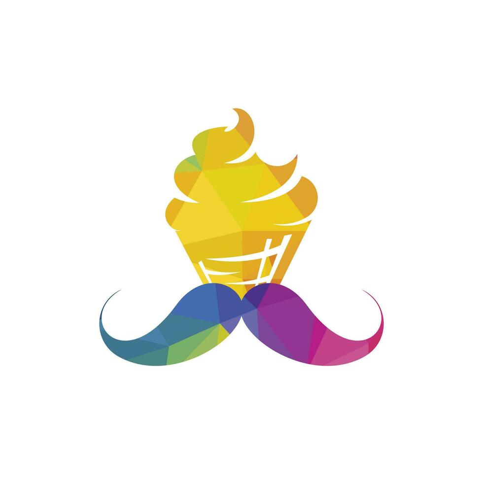 Mister ice cream vector logo design. Ice cream with mustache icon logo design.