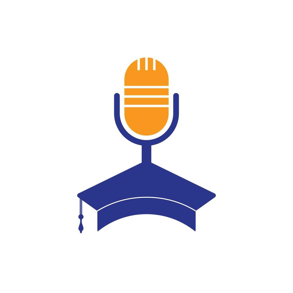 diseño de símbolo de icono de logotipo de podcast de posgrado. concepto de logotipo de podcast de educación. vector