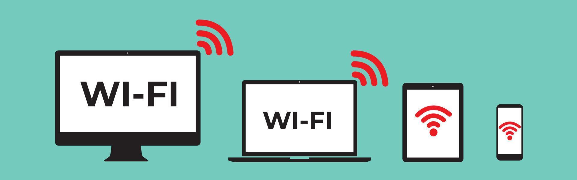 Vector wifi icons set pc, smartphone, tablet pc, pointer, hotspot, signboard, laptop, speech bubble