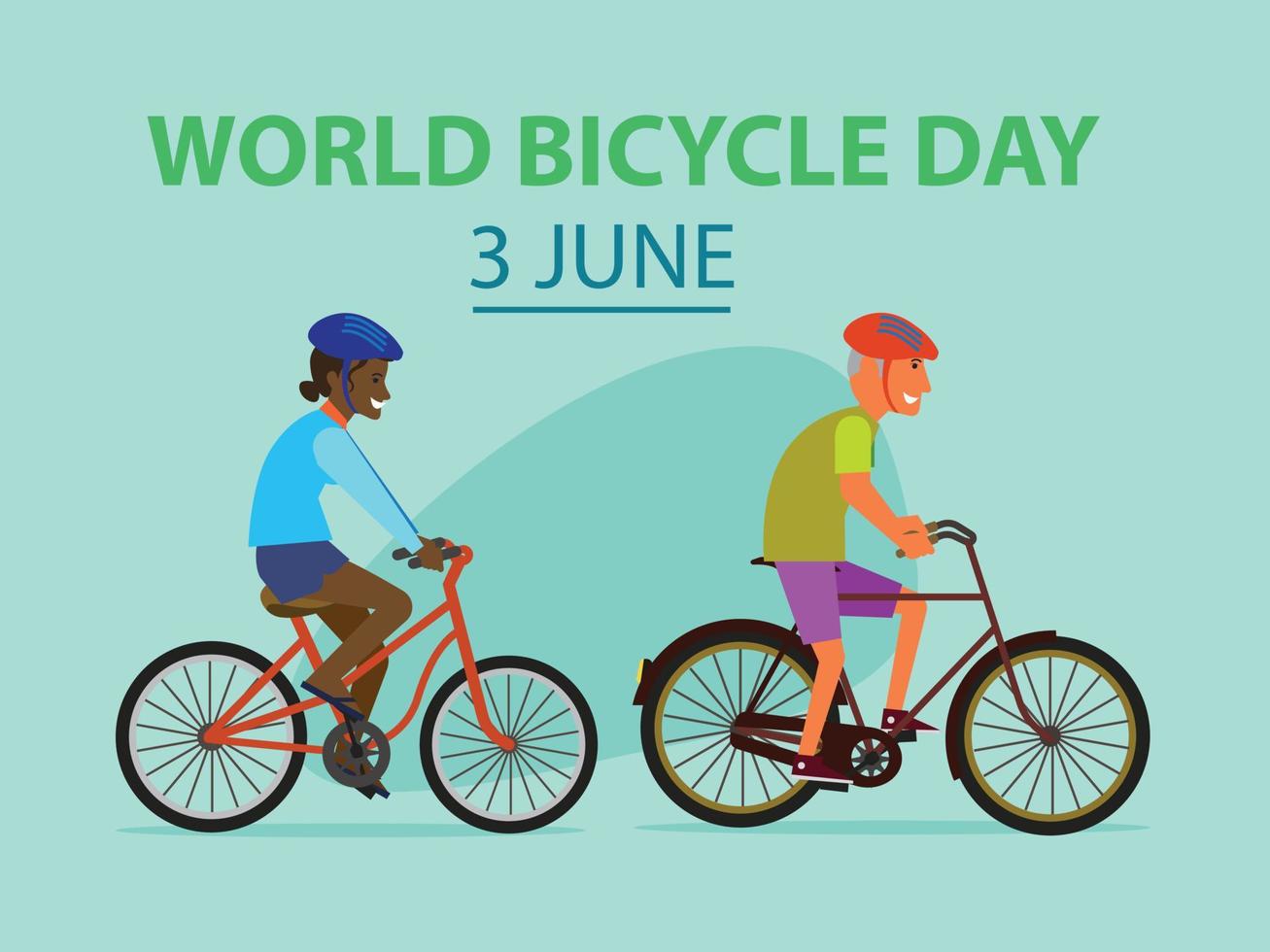 World Bicycle Day Concept. Men wear mask that ride bicycle vector