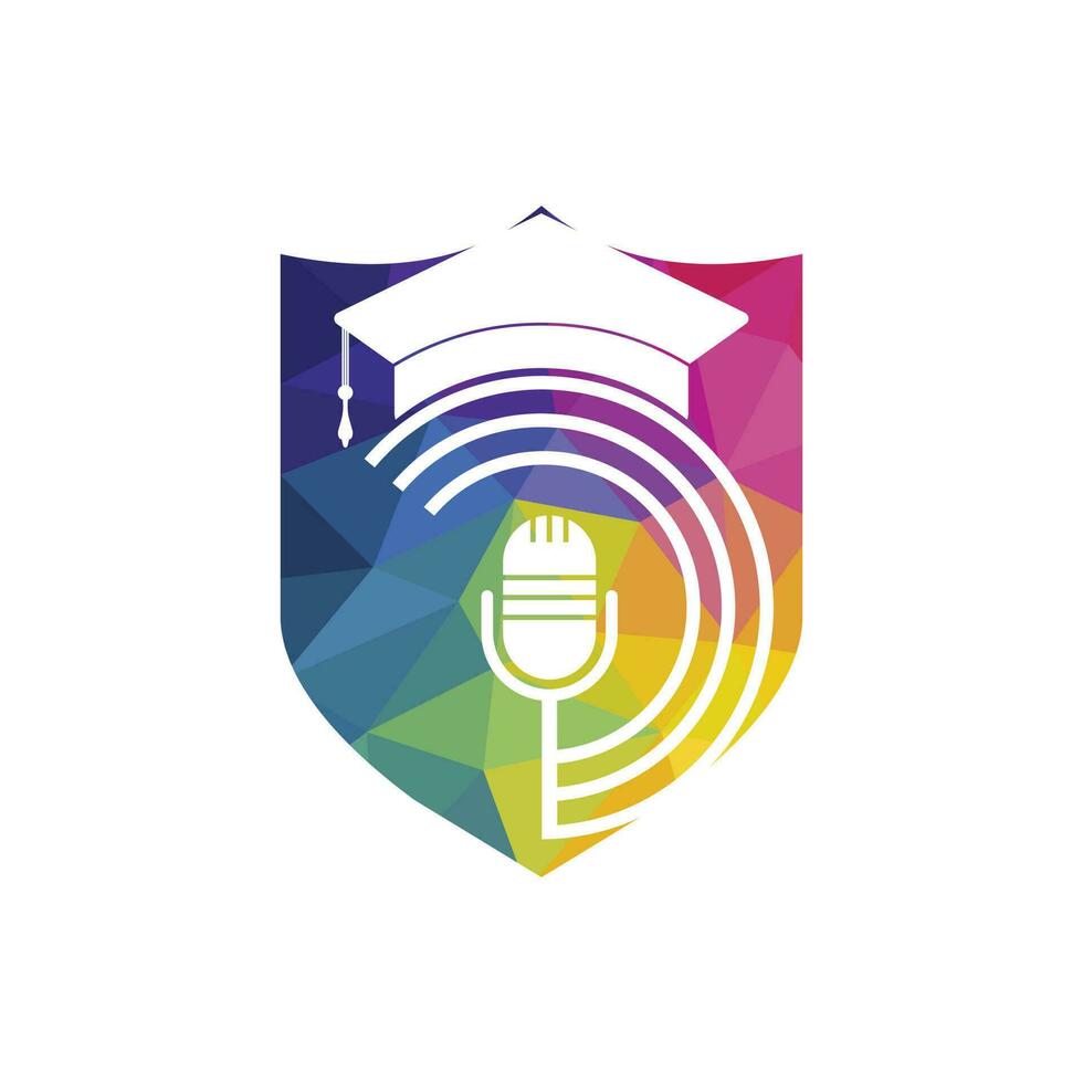 Graduate podcast logo icon symbol design. Education podcast logo concept. vector