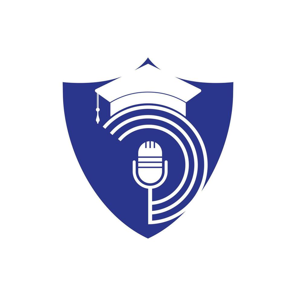 diseño de símbolo de icono de logotipo de podcast de posgrado. concepto de logotipo de podcast de educación. vector